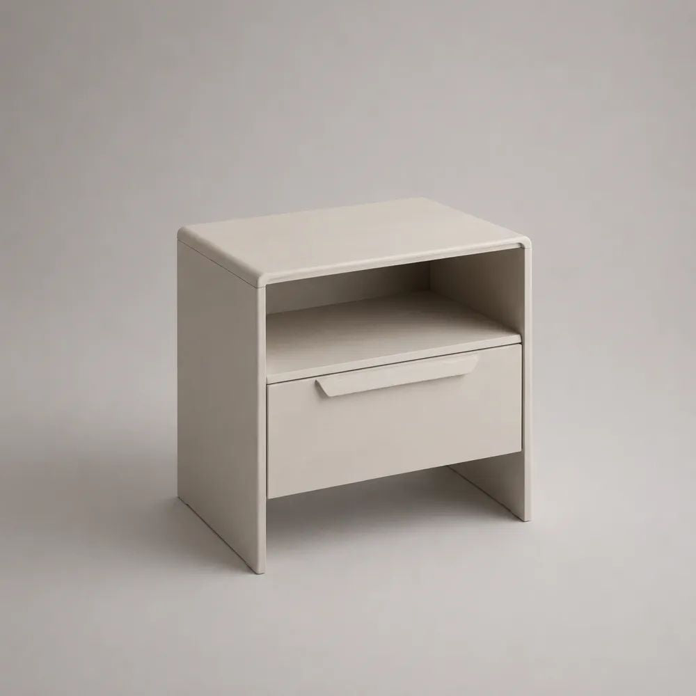 Nachttisch aus MDF mit Schublade und offenem Ablagefach, Weiß, 45 × 35 × 55 cm