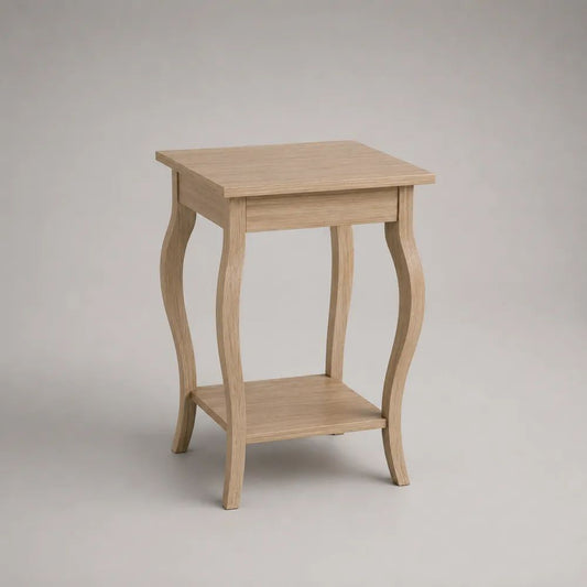 Nachttisch aus MDF mit Eichenfurnier, Schublade und Ablage, Helle Eiche, 45 × 35 × 65 cm
