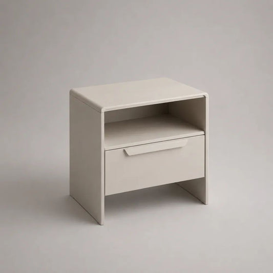 Nachttisch aus MDF mit Schublade und offenem Ablagefach, Weiß, 45 × 35 × 55 cm