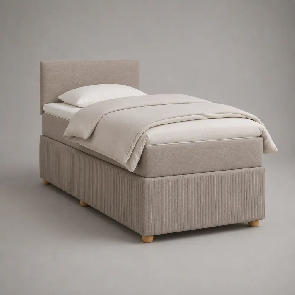 Boxspringbett-Set 90 × 200 cm mit Taschenfederkernmatratze und Polyesterbezug, Beige