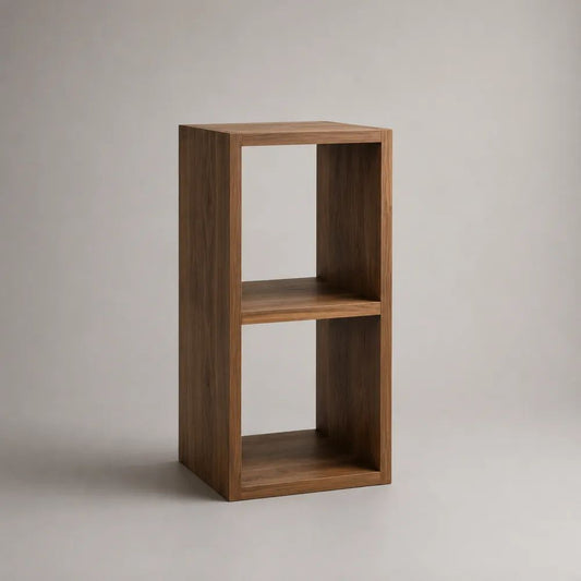 Bodenregal mit 2 offenen Fächern aus MDF mit Walnussfurnier, Braun, 40 × 30 × 80 cm