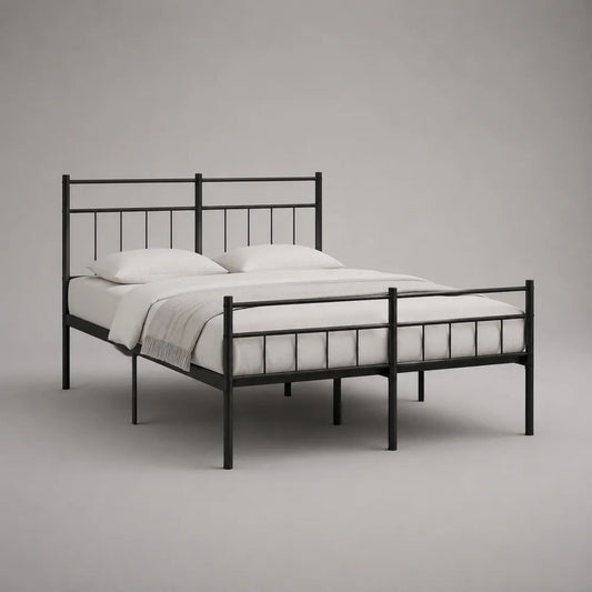 Metallbett-Doppelbettgestell aus Stahl, Schwarz, Liegefläche 160 × 200 cm
